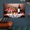 Framed Canvas Wall Art Decor Painting, Still Life Wine and Grape Fruits on Table Oil Painting Style Decoration For Restaurant, Kitchen, Dining Room