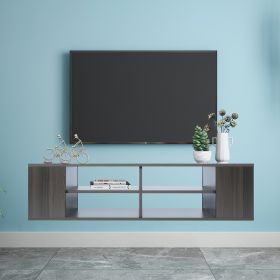 Wall Mounted Media Console; Floating TV Stand Component Shelf with Height Adjustable; Blackoak