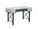 Settea Computer Desk; Antique White & Black Finish YF