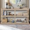 Console Table with 3-Tier Open Storage Spaces And Roman Column Effect Support Legs,Narrow Sofa Entry Table for Living Room