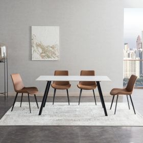 Dining Table with Sintered Stone Table Top and Metal Legs, Modern Kitchen Table for Living Room, Dining Room,Home and Office, White Table