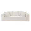 88.97inch Corduroy Sofa with 5 Matching Toss Pillows, Sleek Design, Spacious and Comfortable 3 Seater Couch for Modern Living Room.WHITE