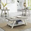 Athens Contemporary 3-Piece Wood Shelf Coffee Table Set in Weathered Gray and Beige