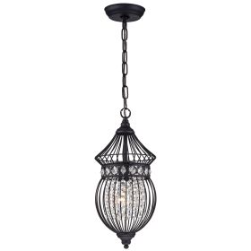 Iron Black Chandeliers Globe Crystal Pendant Light Retro Farmhouse Lighting Fixtures One-Light