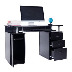 15mm MDF Portable 1pc Door with 3pcs Drawers Computer Desk (A Box) Black