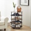 4-Tier Revolving Shoe Rack Storage Organizer Metal&Wood Brown General Item