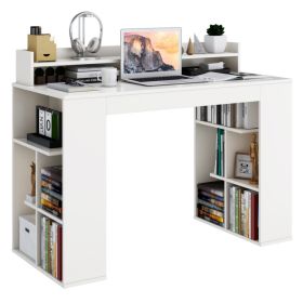 Office Computer Desk with Dual 3 Tier Bookshelf and Monitor Shelf