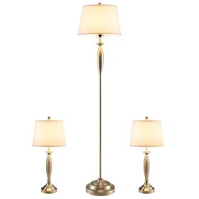 3-Piece Modern Nickel Finish Lamp Set