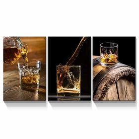 3 Panels Framed Canvas Whiskey Wall Art Decor,3 Pieces Mordern Canvas Painting Decoration Painting for Chrismas Gift, Office,Dining room,Living room