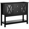 Coffee Bar Cabinet, Sideboard Buffet Cabinet, Kitchen Cabinet with Storage Drawers and Glass Door for Living Room, Entryway, Black