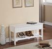 Quality Solid Wood Shoe Bench with Storage, White