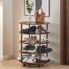 4-Tier Revolving Shoe Rack Storage Organizer Metal&Wood Brown General Item