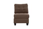 Living Room Furniture Tufted Armless Chair Black Coffee Linen Like Fabric 1pc Armless Chair Cushion Nail heads Wooden Legs