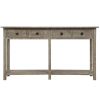 Rustic Brushed Texture Entryway Table Console Table with Drawers and Bottom Shelf for Living Room (Grey Wash)