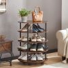 4-Tier Revolving Shoe Rack Storage Organizer Metal&Wood Brown General Item