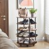 4-Tier Revolving Shoe Rack Storage Organizer Metal&Wood Brown General Item