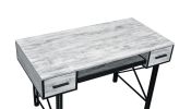 Settea Computer Desk; Antique White & Black Finish YF