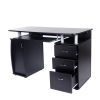 15mm MDF Portable 1pc Door with 3pcs Drawers Computer Desk (A Box) Black