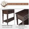 Classic Retro Style Console Table with Three Top Drawers and Open Style Bottom Shelf, Easy Assembly (Espresso)