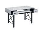 Settea Computer Desk; Antique White & Black Finish YF