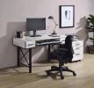 Settea Computer Desk; Antique White & Black Finish YF