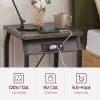 Side Table with Charging Station, Set of 2 End Tables with USB Ports and Sockets, Bedside Tables in Living Room, Bedroom, Dark Grey