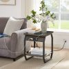 Side Table with Charging Station, Set of 2 End Tables with USB Ports and Sockets, Bedside Tables in Living Room, Bedroom, Dark Grey