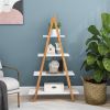 Solid bamboo wood oxford 'A'frame ladder display bookshelf