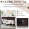 Classic Retro Style Console Table with Three Top Drawers and Open Style Bottom Shelf, Easy Assembly (Espresso)