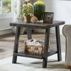 Athens Contemporary Replicated Wood Shelf Coffee Set Table in Charcoal Finish