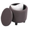 JST Home Decor Upholstered Round Fabric Tufted Footrest 1+1 Ottoman, Ottoman with Storage for Living Room & Bedroom, Decorative Home Furniture, Brown