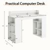 Office Computer Desk with Dual 3 Tier Bookshelf and Monitor Shelf