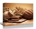 Framed Canvas Wall Art Decor Bread Painting, Still Life Bread and Wheat Painting Decoration For Restrant, Kitchen, Dining Room, Office Living Room