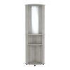 DEPOT E-SHOP Nashville Corner Bar Cabinet Unit with Wine Glass Rack and Lower Cabinet, Concrete Gray