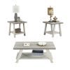 Athens Contemporary 3-Piece Wood Shelf Coffee Table Set in Weathered Gray and Beige