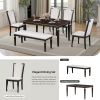 6-Piece Kitchen Dining Table Set, 62.7" Rectangular Table and 4 High-Back Tufted Chairs & 1 Bench for Dining Room and Kitchen (Espresso)