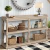 Console Table with 3-Tier Open Storage Spaces And Roman Column Effect Support Legs,Narrow Sofa Entry Table for Living Room